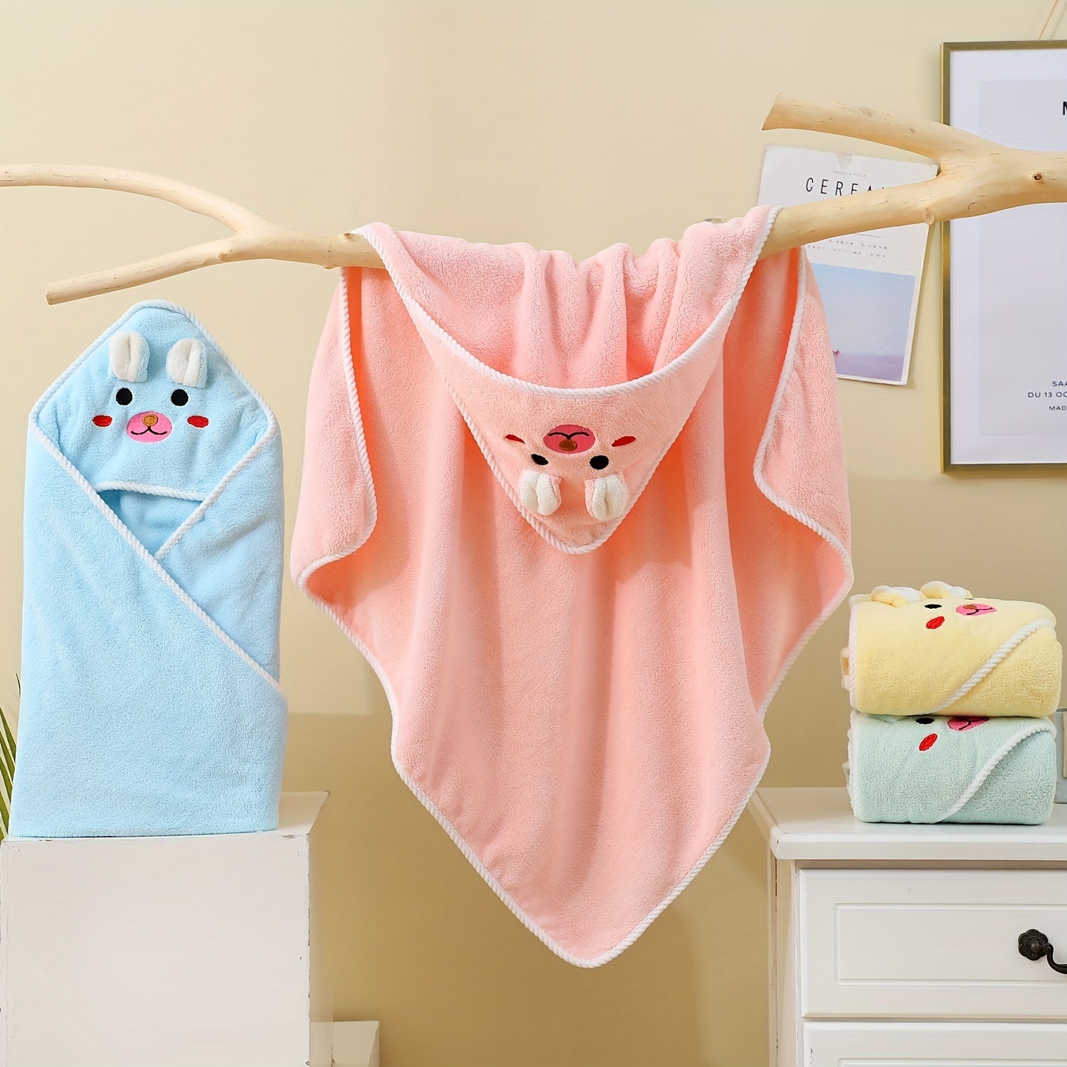 Ultra-Soft & Absorbent Baby Bath Towel - 80.01cm X 80.01cm, Cute Animal Design, Hooded, Polyester, Breathable - Perfect For Naps, Swaddling & Stroller Covers Baby Bath Accessories Newborn Bath Towels