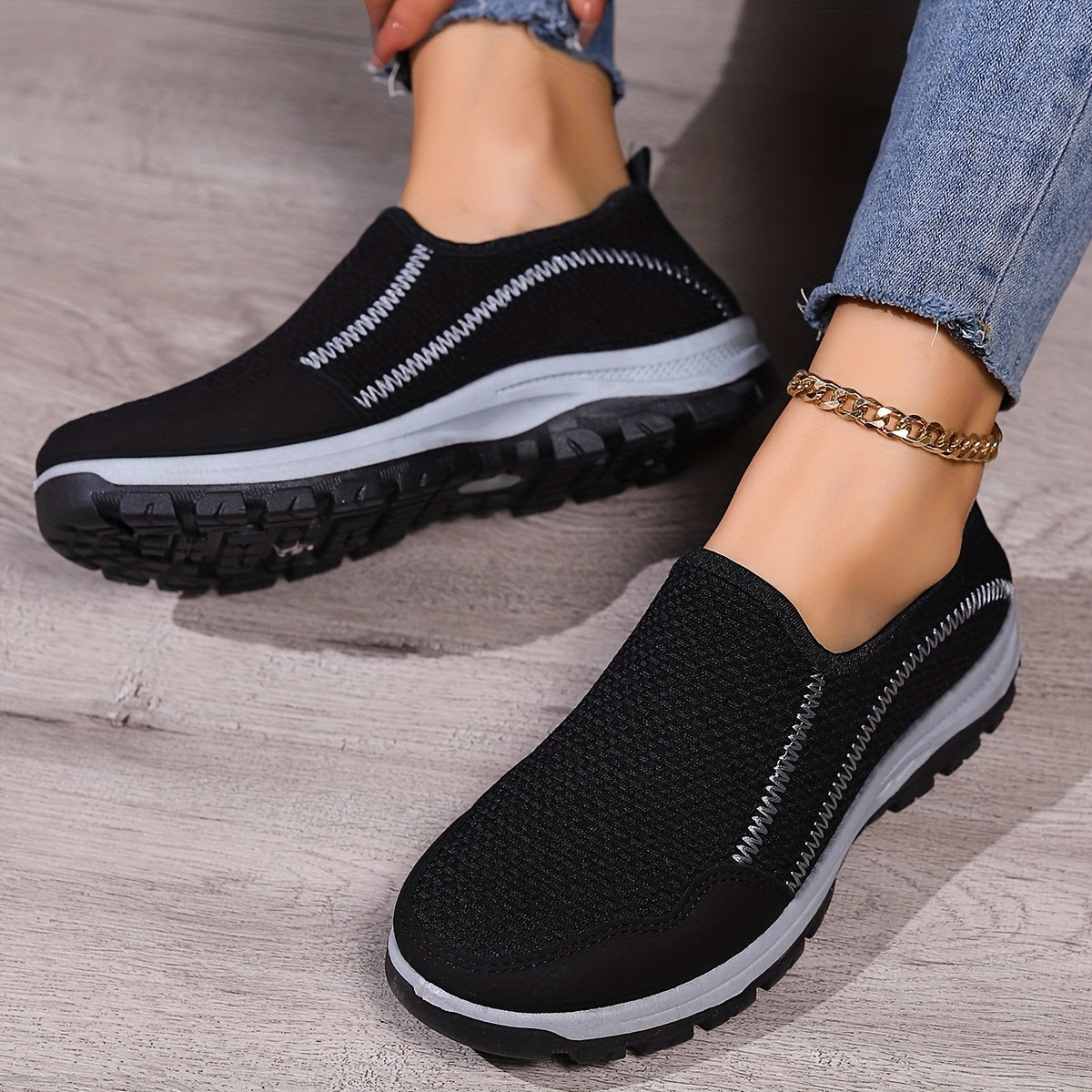 Women's Low Top Sports Shoes, Casual Breathable Slip On Walking Trainers, Comfortable Outdoor Sneakers