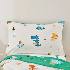 4pcs Dinosaur Bedding Set, Including 1 Comforter, 1 Fitted Sheet, 1 Flat Sheet And 1 Reversible Pillowcase, For Room Decor