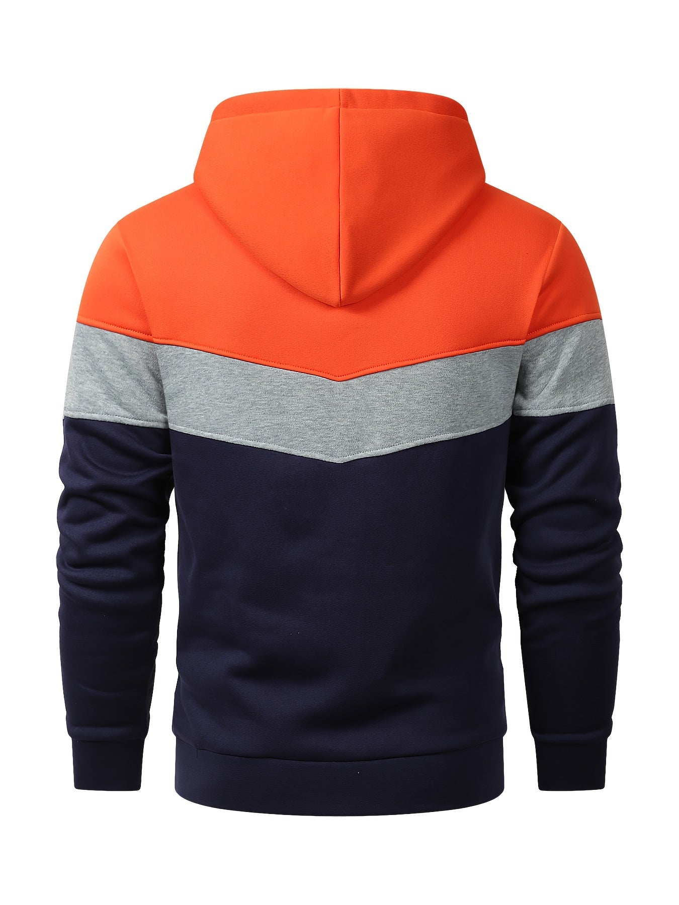 Men's Color Block Pattern Hooded Long Sleeve Sweatshirt, Chic And Trendy Hoodie With Fleece For Spring And Autumn Daily And Sports Wear