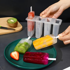 4-Cavity Popsicle Mold - Bpa & Lead-Free, Diy Ice Cream Maker For Kids, Creative Summer Kitchen Gadget Popsicle Molds Reusable Mini Popsicle Mold