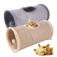 Cat Suede Tunnel Dog Training Tunnel, Foldable Storage Tunnel With Hanging Ball Pet Toys Play Tunnels For Cat Interactive Toy - Kerala Elegance