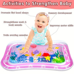 Premium Pink Inflatable Tummy Time Mat - Boosts Babys Motor Skills with Water Fun - Portable & Adorable for 3-24 Months - The Perfect Christmas, Halloween, Thanksgiving Gift