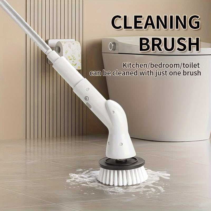 6pcs Brush Head Long Handle Electric USB Cleaning Tool Household Wireless Cleaning Brush