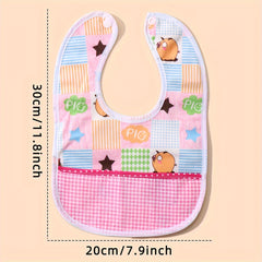 Random 3pcs Velvet Waterproof Bibs, Cartoon Bibs For Feeding And Drooling