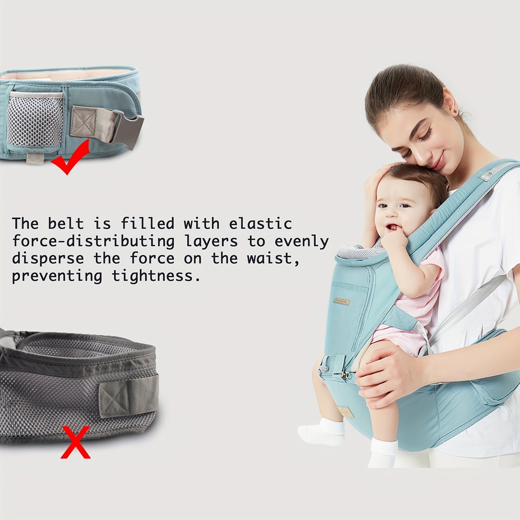 Baby Carrier With Hip Seat, Lightweight Breathable Windproof Sunshade, Ergonomic Design Waist Stool For Hiking And Travelling