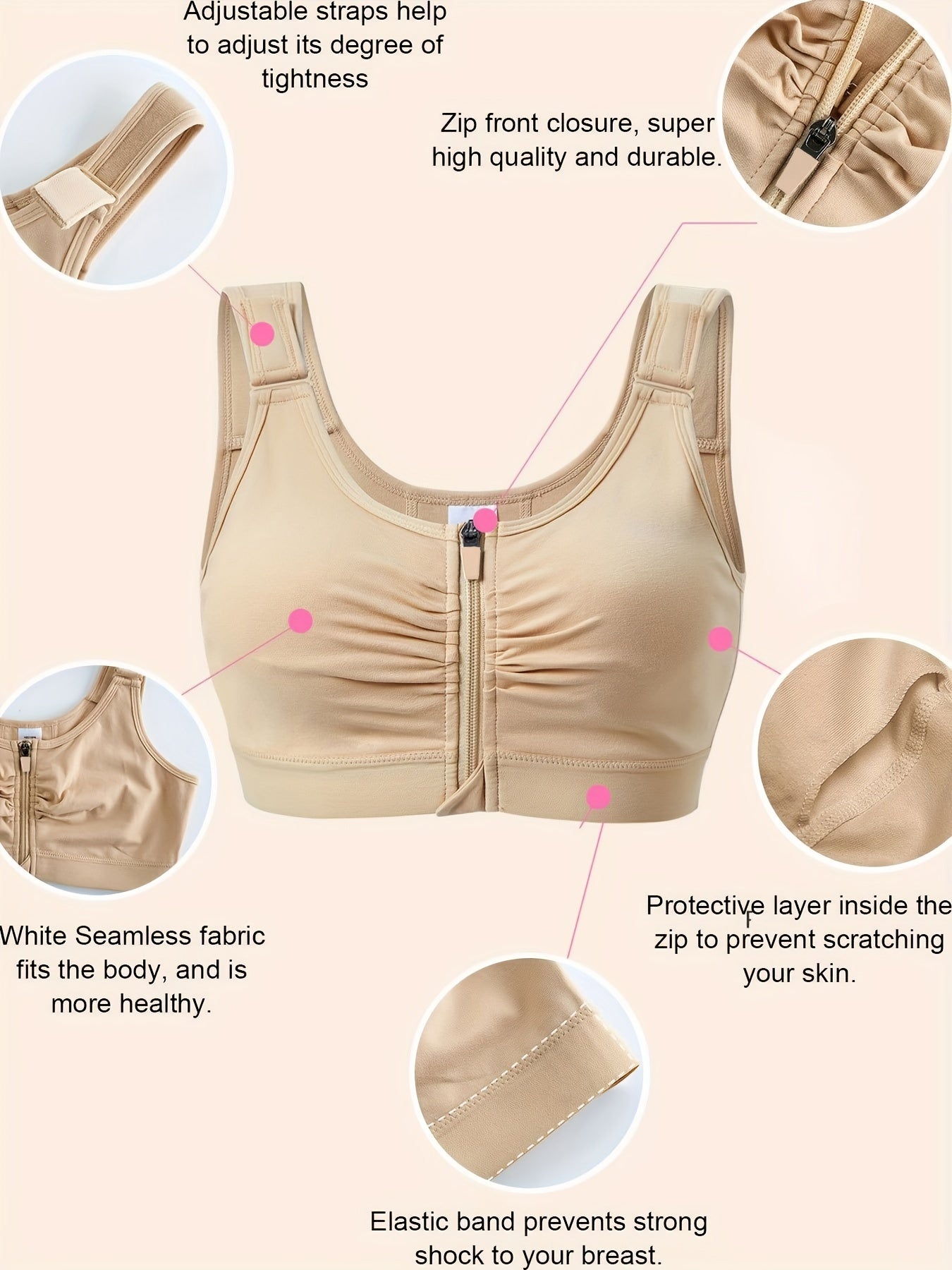 Ultra Comfy Bra - Ultra-Breathable Fabric, Easy-On Front Zip, Full Coverage, Adjustable Straps, Wireless Design - Designed for Women, Perfect for Everyday Lingerie and Underwear Needs