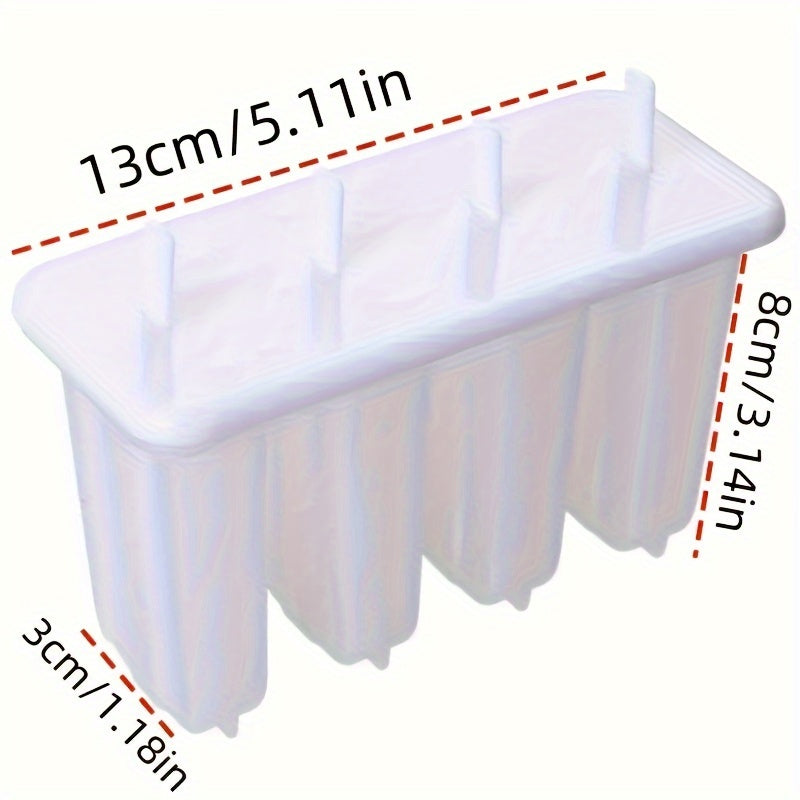 4-Cavity Popsicle Mold - Bpa & Lead-Free, Diy Ice Cream Maker For Kids, Creative Summer Kitchen Gadget Popsicle Molds Reusable Mini Popsicle Mold