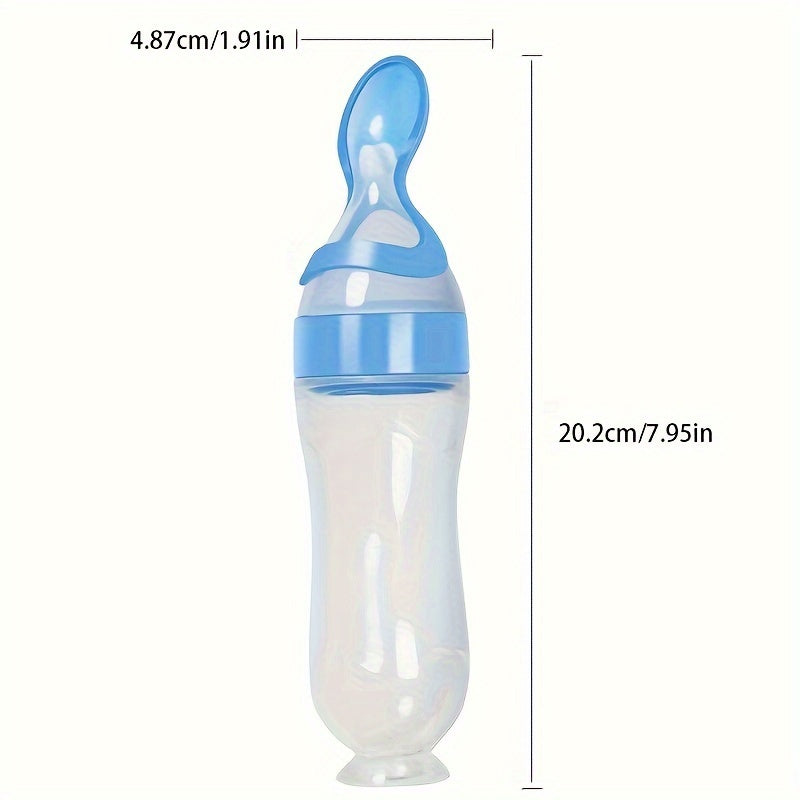 90ml Silicone Food Feeder Bottle with Spoon and Suction - Easy Mealtime Solution for Babies - Perfect for Halloween, Thanksgiving, Christmas, and Easter Gift Giving