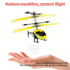 Gesture Controlled Infrared Suspension Helicopter Toy with Cool LED Effects, USB Charging, Crash-Resistant Material, Dual Mode Remote/Gameplay, Rechargeable Lithium Polymer Battery - Ideal Gift for Outdoor Play and Parties