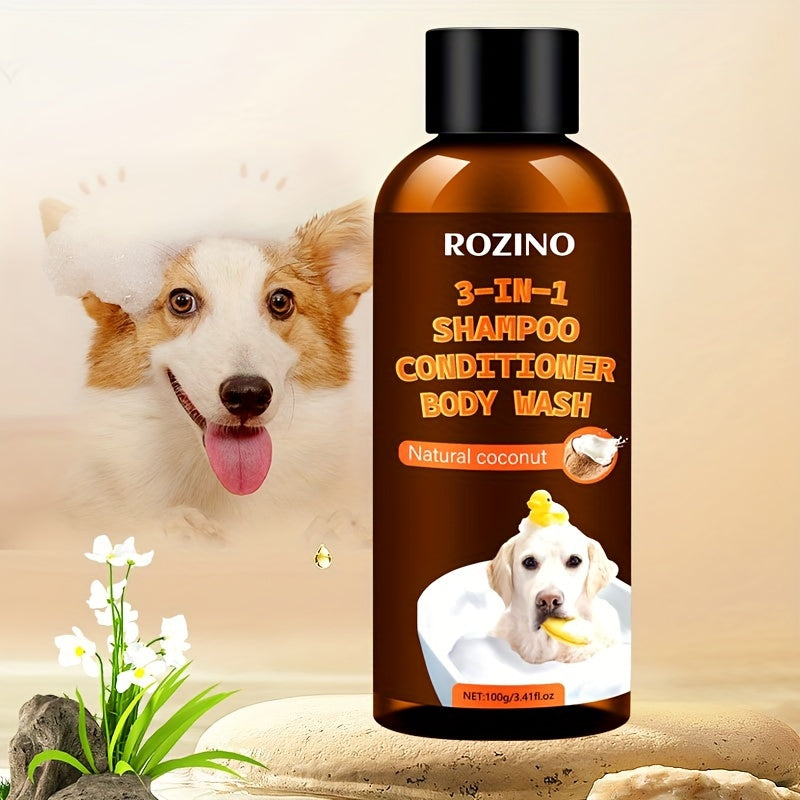 Nourishing Coconut Pet Care 3-in-1 Shampoo - Deep Cleans, Moisturizes, Glossy Coat - Gentle & Safe for Cats and Dogs of All Sizes