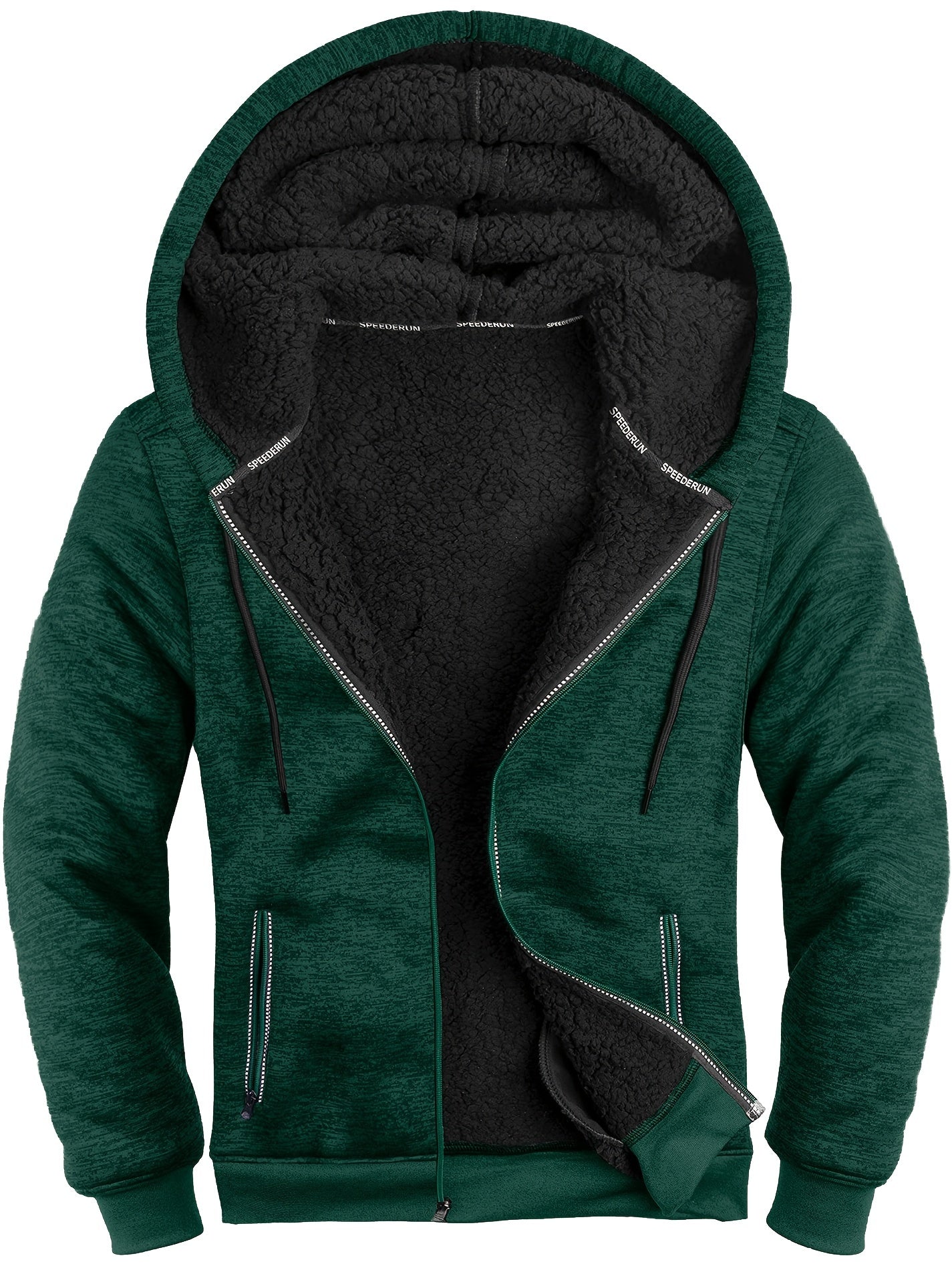 Ultra-Warm Mens Fleece Lined Hooded Coat - Extra-Thick Solid Color Jacket with Luxurious Sherpa Lining - Stylish Long Sleeve Hoodies for Cozy Autumn & Winter Wear