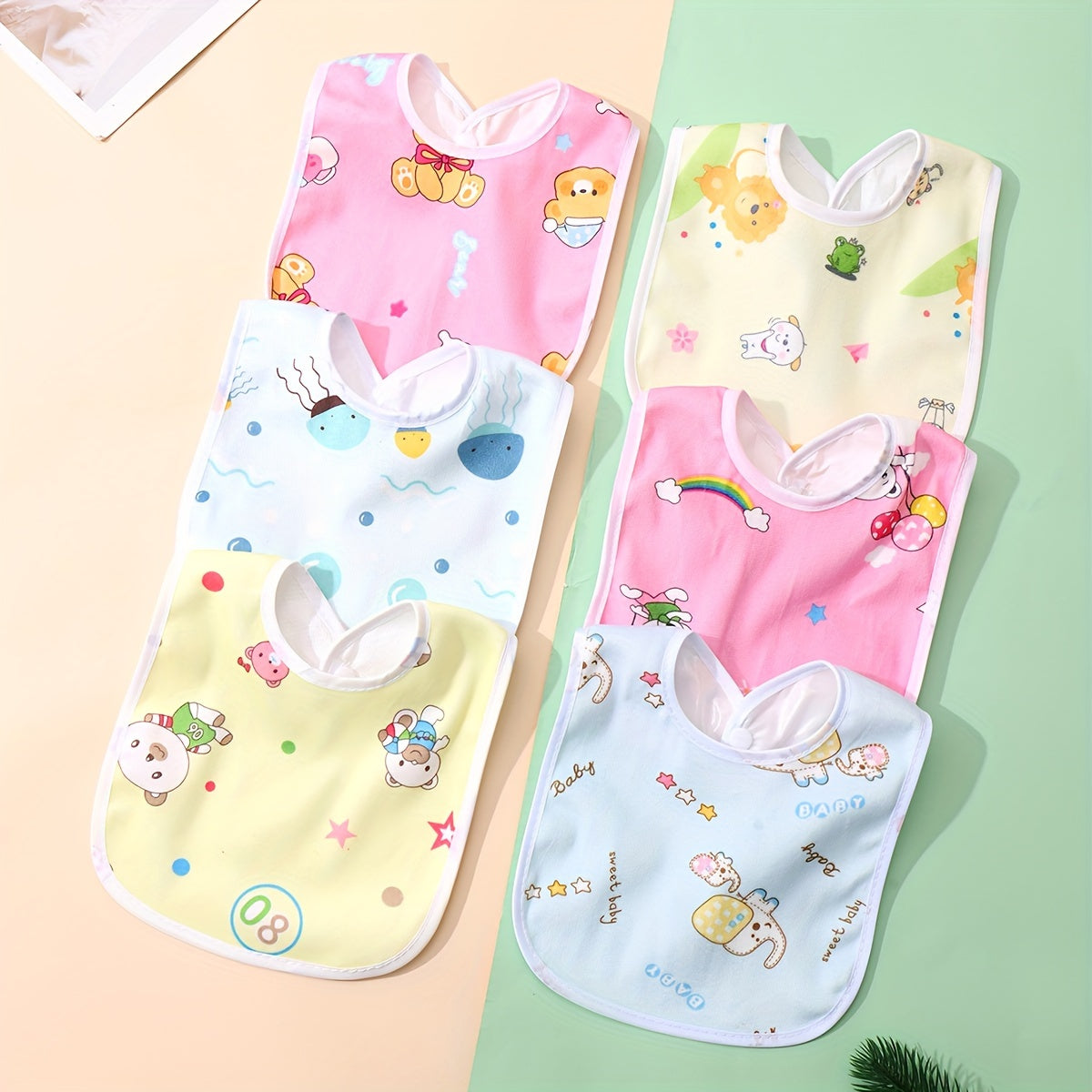 Baby Delightful Crystal Velvet Waterproof Bibs - Adorable Designs for Mess-Free Meals at Home - Luxuriously Soft, U-Shaped Protection