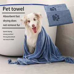 1pc Microfiber Pet Towels For Dogs And Cats, Quick-Dry And Absorbent, Durable And Fast-Drying, Efficient Bathing Time Care, With Paw Print Design