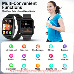 1.96" Smart Watch with Body Temp/ Sleep Monitor, Smart Watch with Wireless Call (Answer/ Make/ Reject Calls) for Men Women, Fitness Activity Tracker with 100+ Sports Modes/ SOS/ Game/ AI Voice/ Calculator