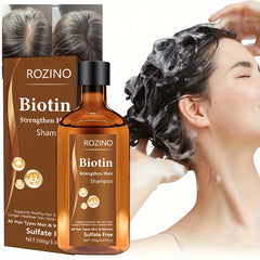 ROZINO Biotin 2-in-1 Shampoo & Conditioner 100g - Unisex-adult, Lotion Form with Glycerin, Rosemary, Castor Oil, Keratin for Normal Hair, Sulfate-Free, Moisturizing, Volumizing, Strengthens Hair Strands, Improves Shine