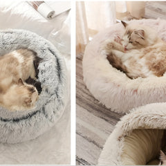 Versatile Plush Pet Bed With Large Cover - Anti-Anxiety Donut Cuddler For Indoor Cats & Small Dogs, Non-Slip Bottom, Washable Faux Fur Nest Ultimate Plush Pet Bed Confy Small Dog Bed