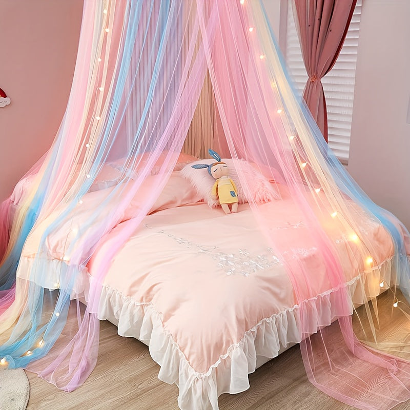 Mosquito Net Canopy - Elegant Cylindrical Design with Luxurious Princess-Style Canopy Curtain and Beautiful Valance Home Curtain for Delicate Room Decor - Perfect for Adding a Touch of Elegance to Your Home Decor