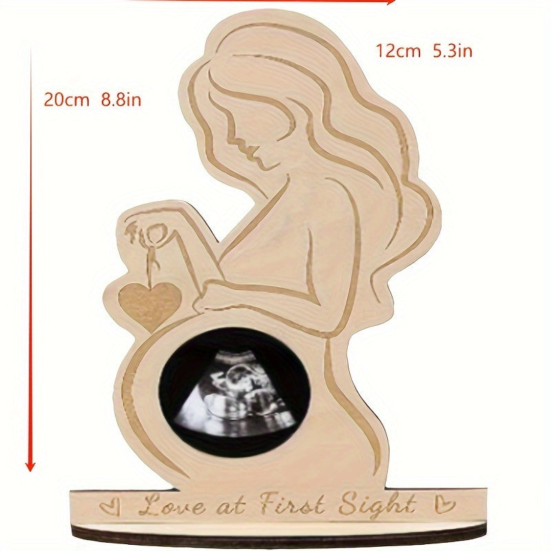 Handcrafted Wooden Ultrasound Frame - 3D First Picture Display, Ideal For Newborn Memories