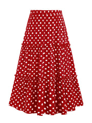 Plus Size Polka-dot Print A-line Skirt - Comfortable Elastic Waist for a Flattering Fit, Flowy Tiered Design for a Feminine Silhouette - Designed for Plus Size Women, Elegant and Sophisticated Style