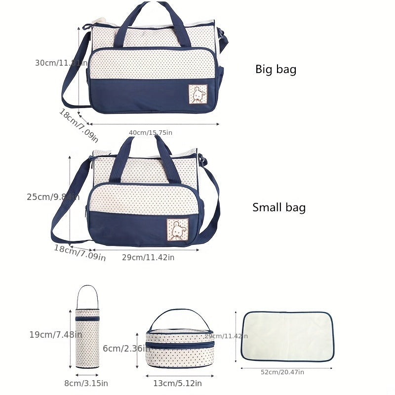 Hot-selling Fashion Oblique Span Waterproof Mommy Bag 5pcs Set Multi-functional Large-capacity Mother Bag One-shoulder Portable Mother Bag Diaper Bag Christmas, Halloween, Thanksgiving Gift