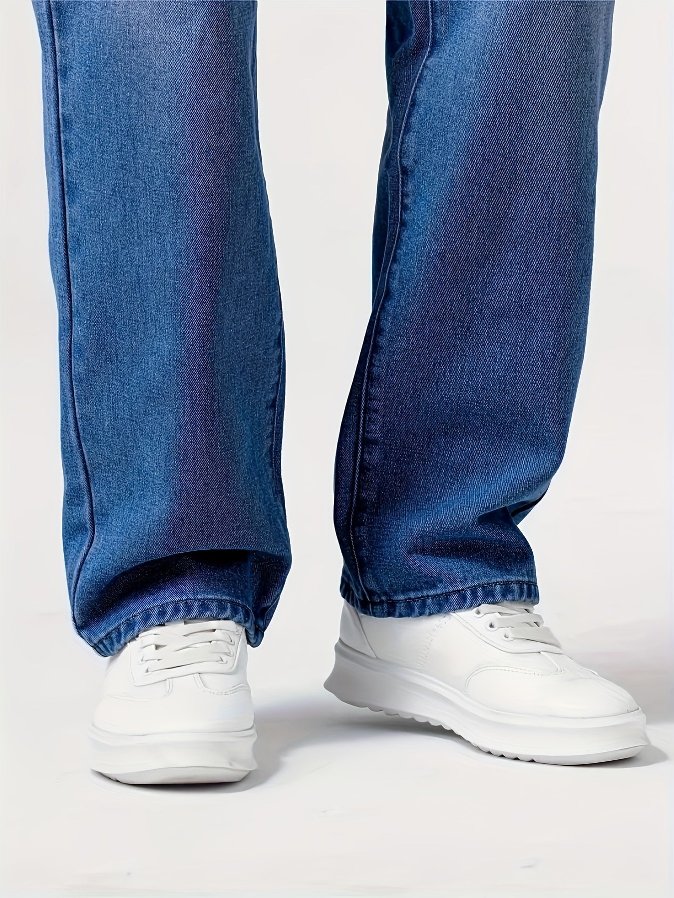 Men's Loose Fit Straight Leg Jeans, Men's Classic Design Jeans, Versatile For Four Seasons