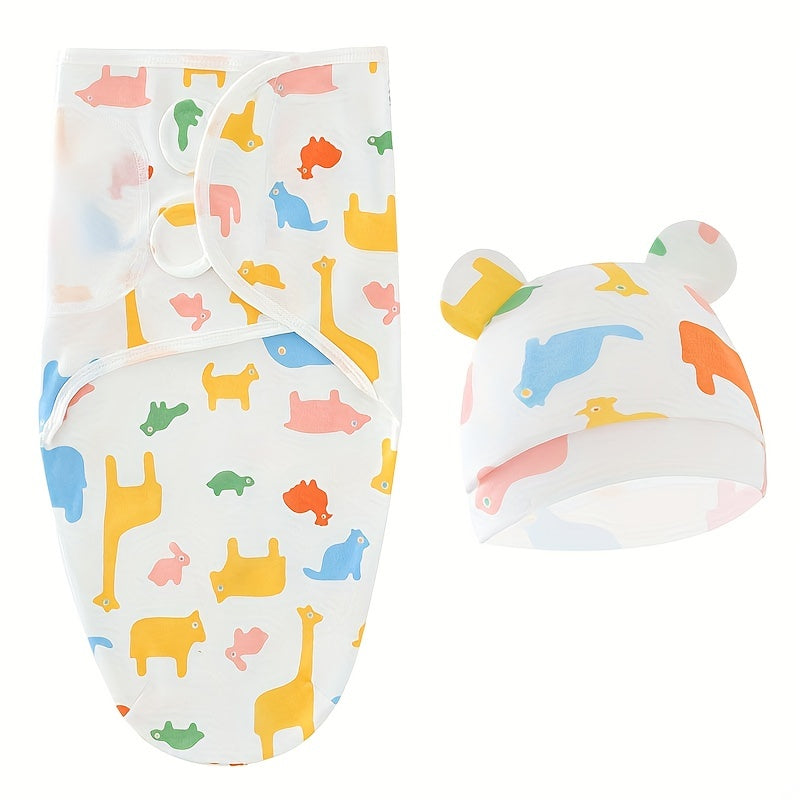 Adorable Cartoon Animal Pattern Swaddle Blanket - Comfortable & Adjustable Sleep Sack For 0-6 Months Newborn Infant Boys & Girls - Easy Wrapping Swaddle To Prevent Startle Reflex