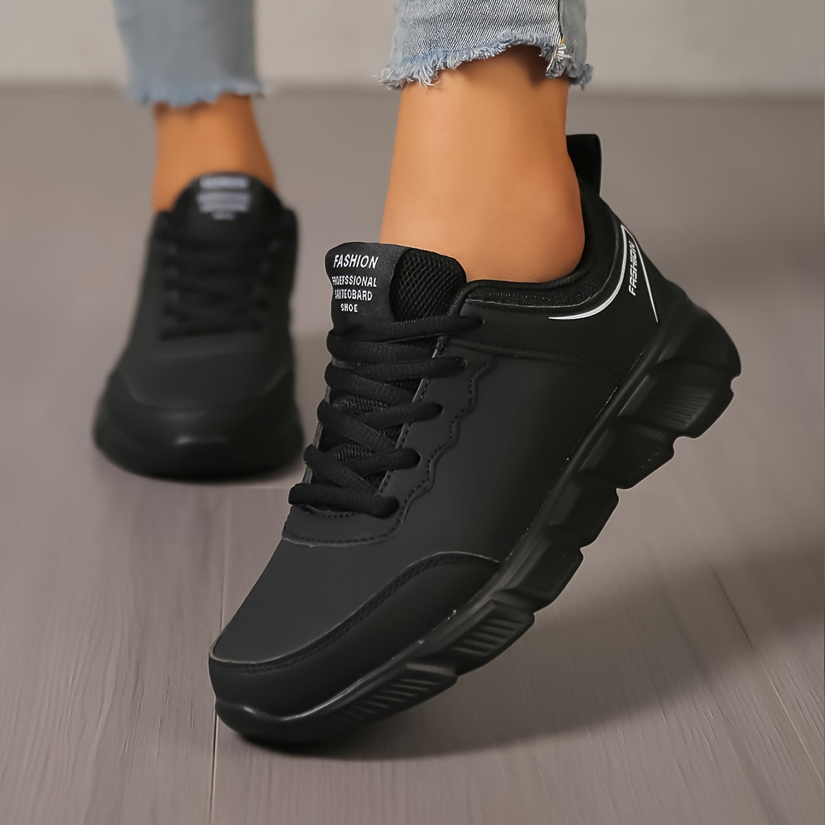 Womens Waterproof Leather Sneakers - Durable Lace-Up Running Shoes with Stylish Low Top - Premium PU Leather for All-Weather Comfort and Fashion