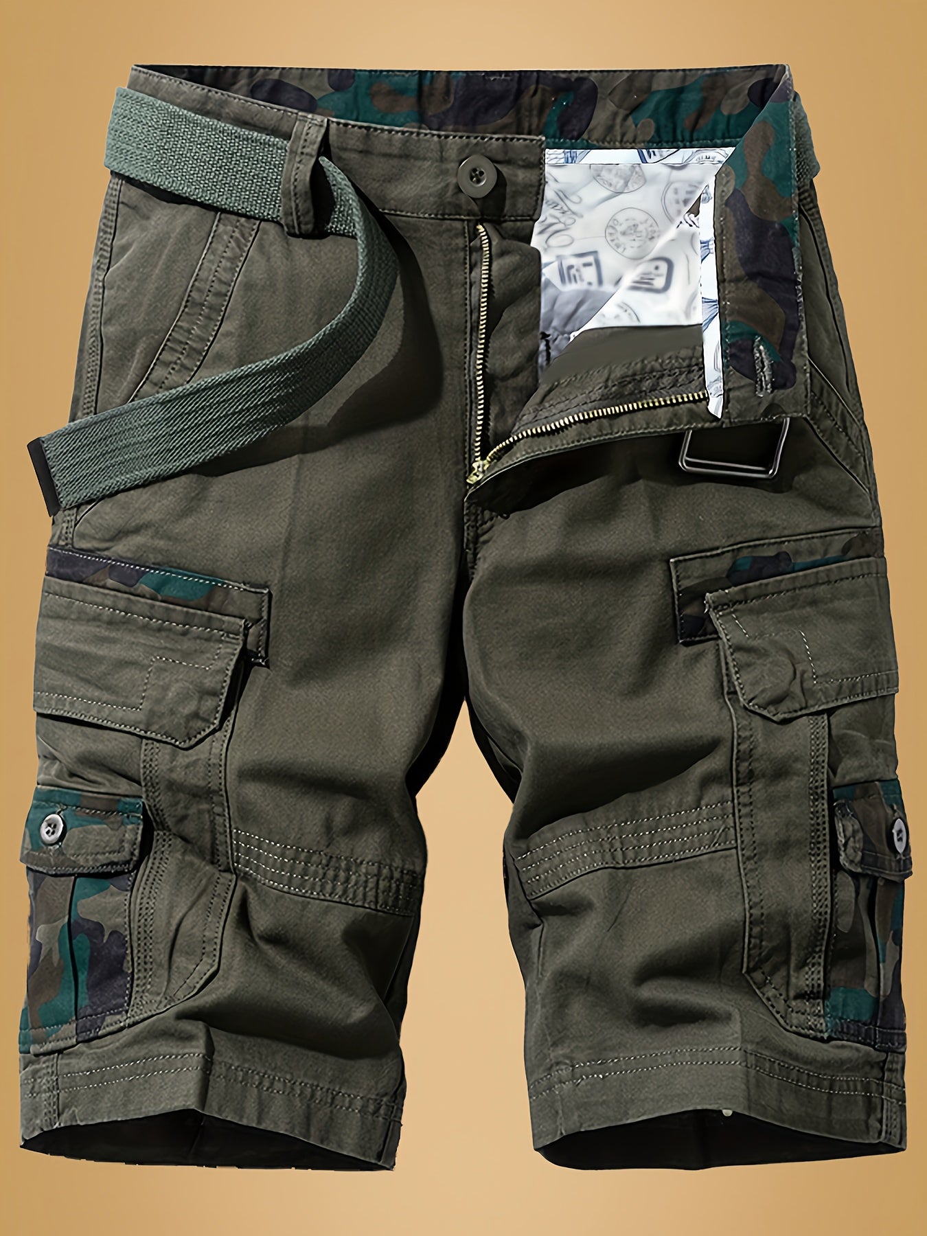 Multi-Pocket Breathable Cotton Cargo Shorts - Comfort-Fit Color Block, Ideal for Outdoor Adventures, Fishing & Hiking