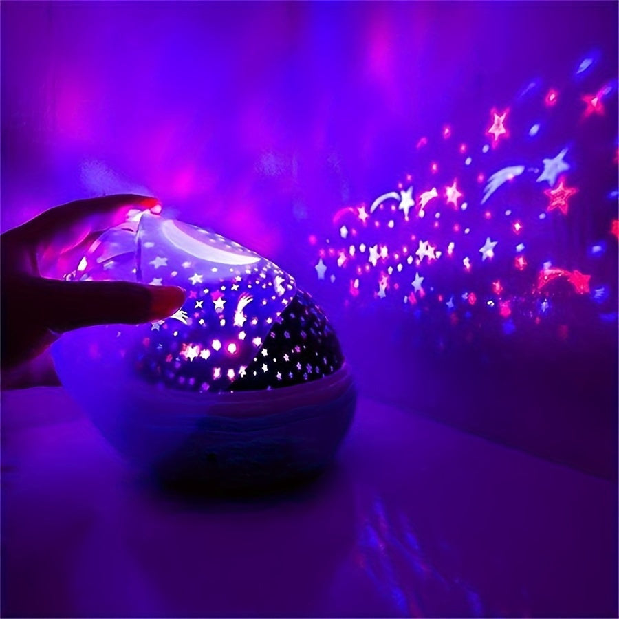 1pc 360° Rotating Star Moon Projector Night Light - 12 Color Changing Modes, USB Rechargeable, Creates Enchanting Atmosphere for Bedrooms, Parties, Perfect Birthday Gift