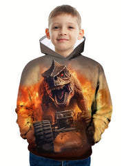 3D Dinosaur Pattern Kid's Hoodie, Trendy Long Sleeve Top, Boy's Clothes For Spring Fall Winter