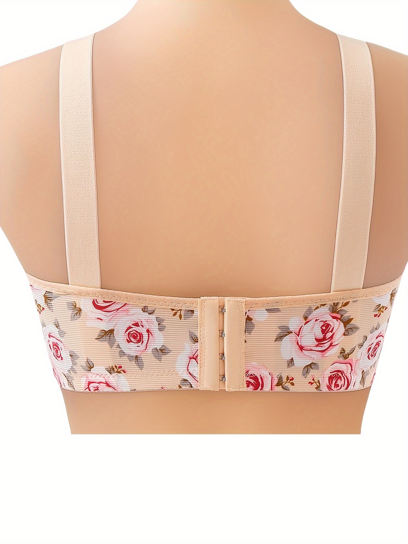 2pcs Plus Size Floral Print Wireless Bra, Elegant & Comfy Anti Sagging Push Up Breathable Bras, Women's Lingerie & Underwear