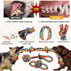 6-Pack Durable Cotton Blend Dog Rope Toys Set - Tough Chew Toys for Teething, Tug of War - Ideal for Medium to Large Breeds - All Breed Sizes Recommended - Kerala Elegance