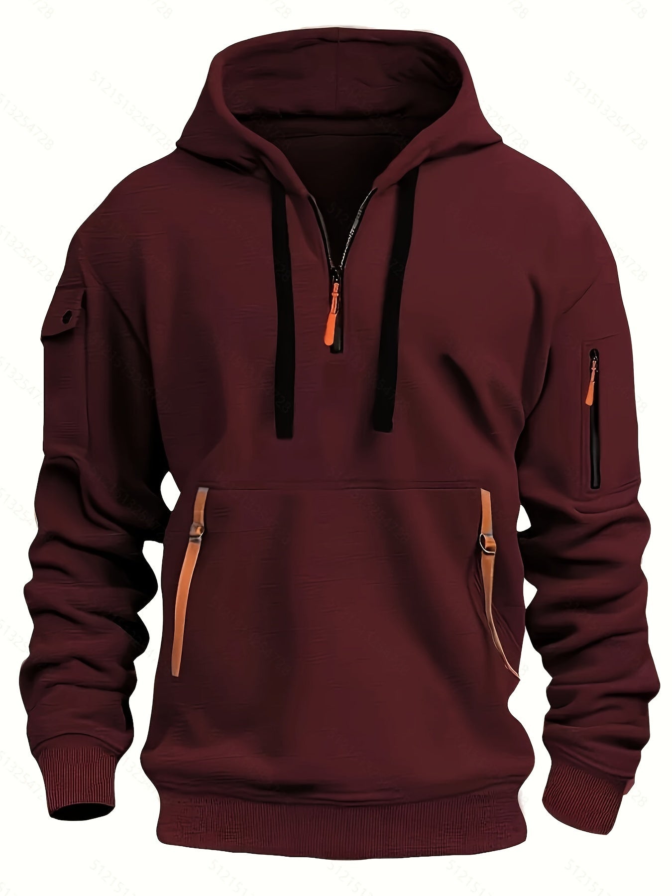 Men's Casual Sports Hoodie, Athletic Pullover Zippered Pockets, Comfort Fit