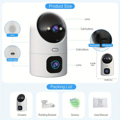 4K PTZ wireless IP camera 5G WiFi dual-lens dual-screen camera automatic tracking baby care monitor street security camera