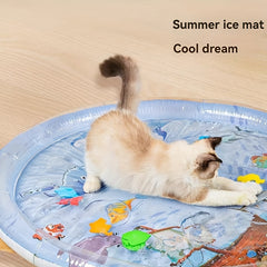 Interactive Cat Water Mat, PVC Material, Floating Fish Design, Self-Cleaning, And Air Pump Included, Perfect For Indoor Cat Play And Stress Relief