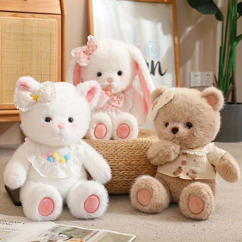 Adorable Cute Animal Plush Toys Rabbit Bear Cat Plush Toys Kawaii Dolls For Birthday Party