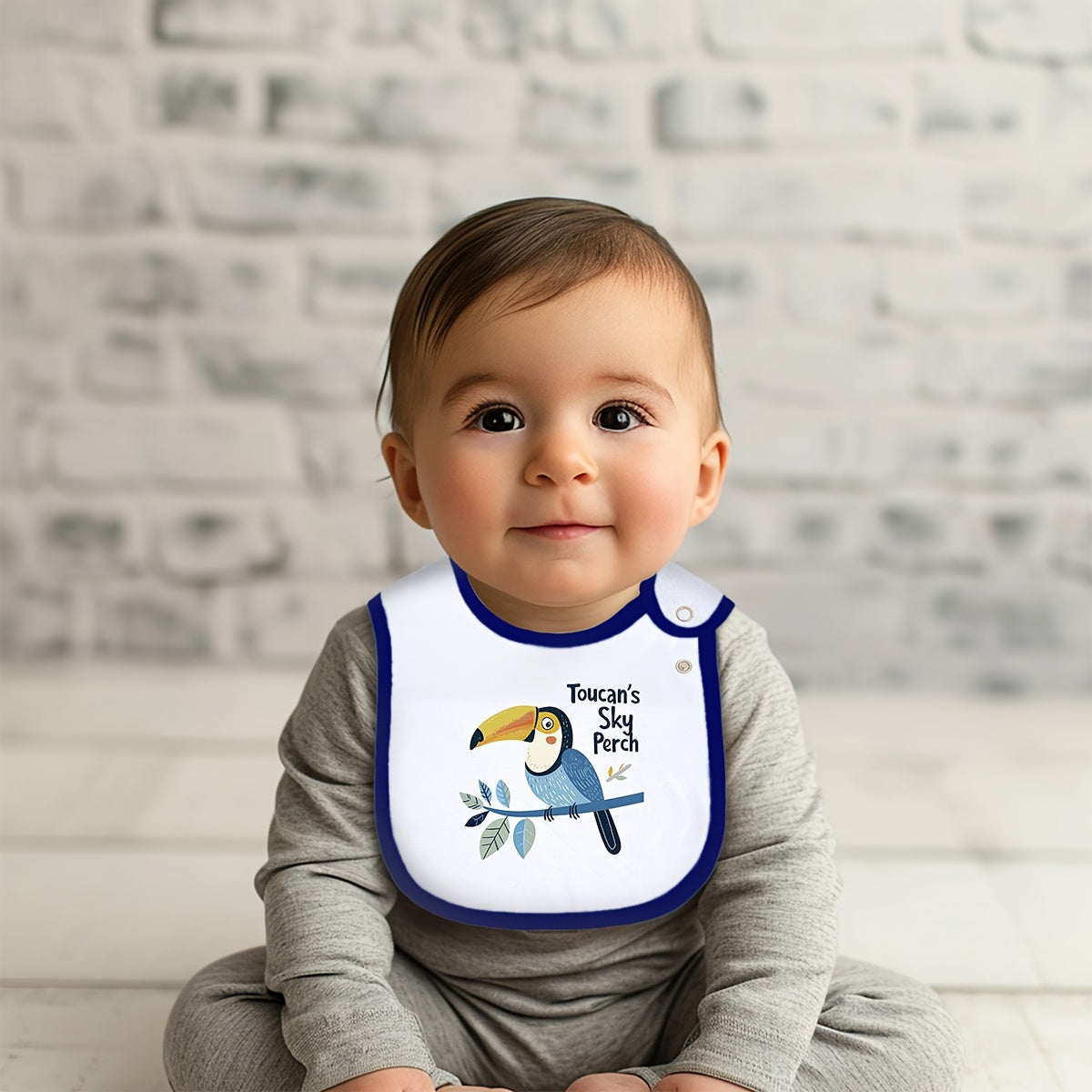 6pcs Cartoon Seasonal Printed Bibs, Adjustable With Buttons, Waterproof Feeding Bibs