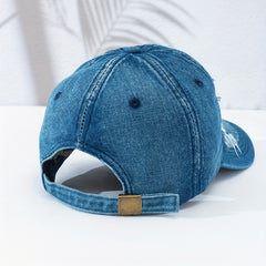 1pc Fashionable Unisex Denim Baseball Cap-Adjustable Sunshade-Vintage Wash-Style Boost For Sports, Casual Outfits & Everyday Use