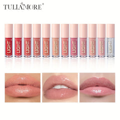 12 colors Moisturizing Candy Lip Gloss - Pearlescent Lustrous Mirror Nude Lip Stain with Natural Lip Gloss Lip Oil Valentine's Day Gifts