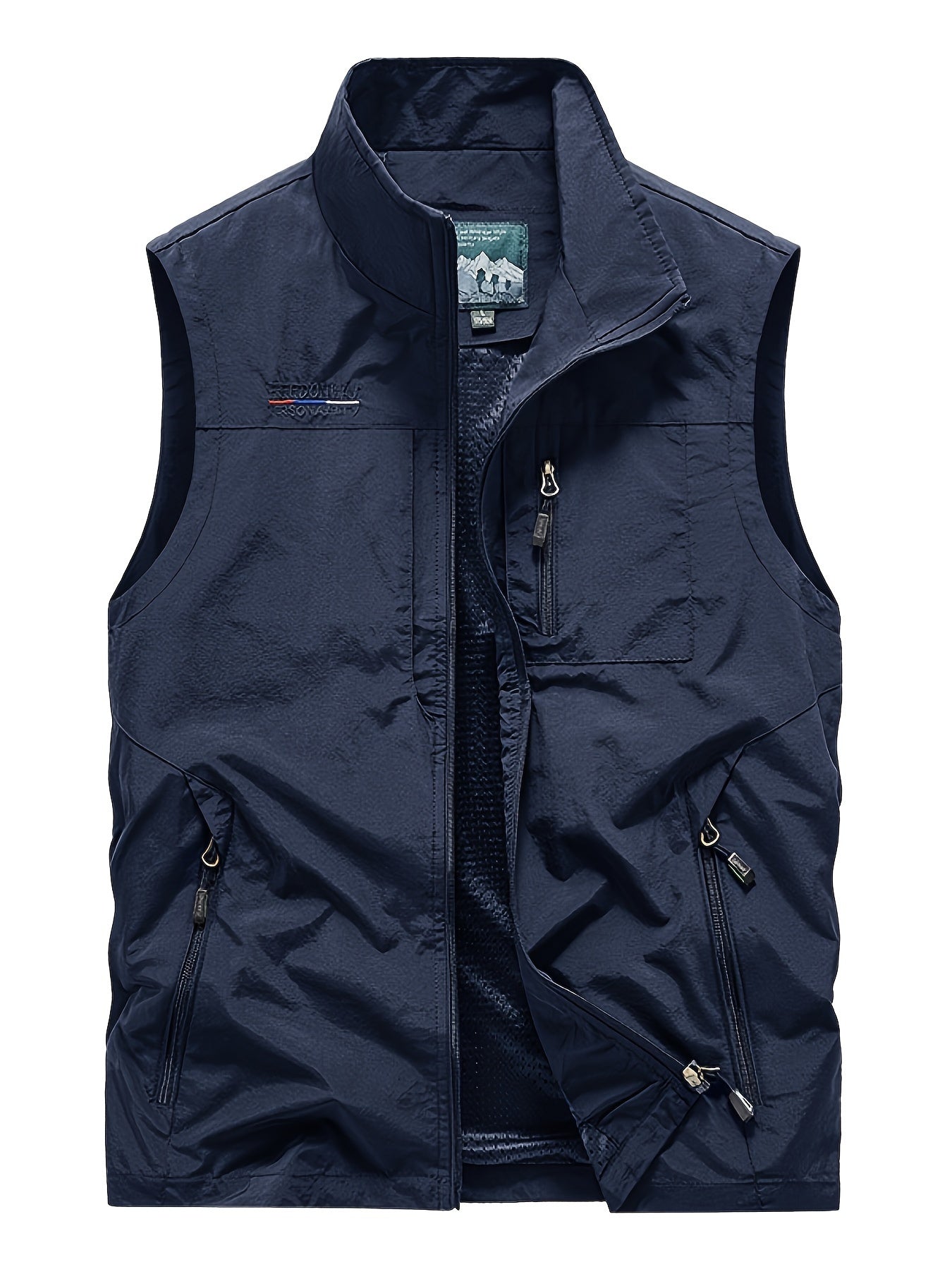 Mens Stylish Cargo Vest with Zipper Pockets - Rugged Stand Collar Zip-Up for Spring Summer Outdoors - Perfect for Fishing & Photography Adventures