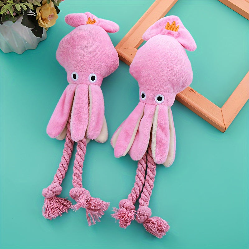 Festive Octopus Plush Dog Toy: Cute Cartoon Design, Soft Fleece Material, Perfect for Small Breeds - Kerala Elegance