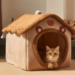 1pc Pet Bed House For Cats, Removable And Washable Cat House, Winter Warm Cat Bed Soft And Comfortable Puppy Cave Nest