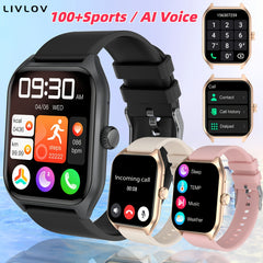 1.96" Smart Watch with Body Temp/ Sleep Monitor, Smart Watch with Wireless Call (Answer/ Make/ Reject Calls) for Men Women, Fitness Activity Tracker with 100+ Sports Modes/ SOS/ Game/ AI Voice/ Calculator