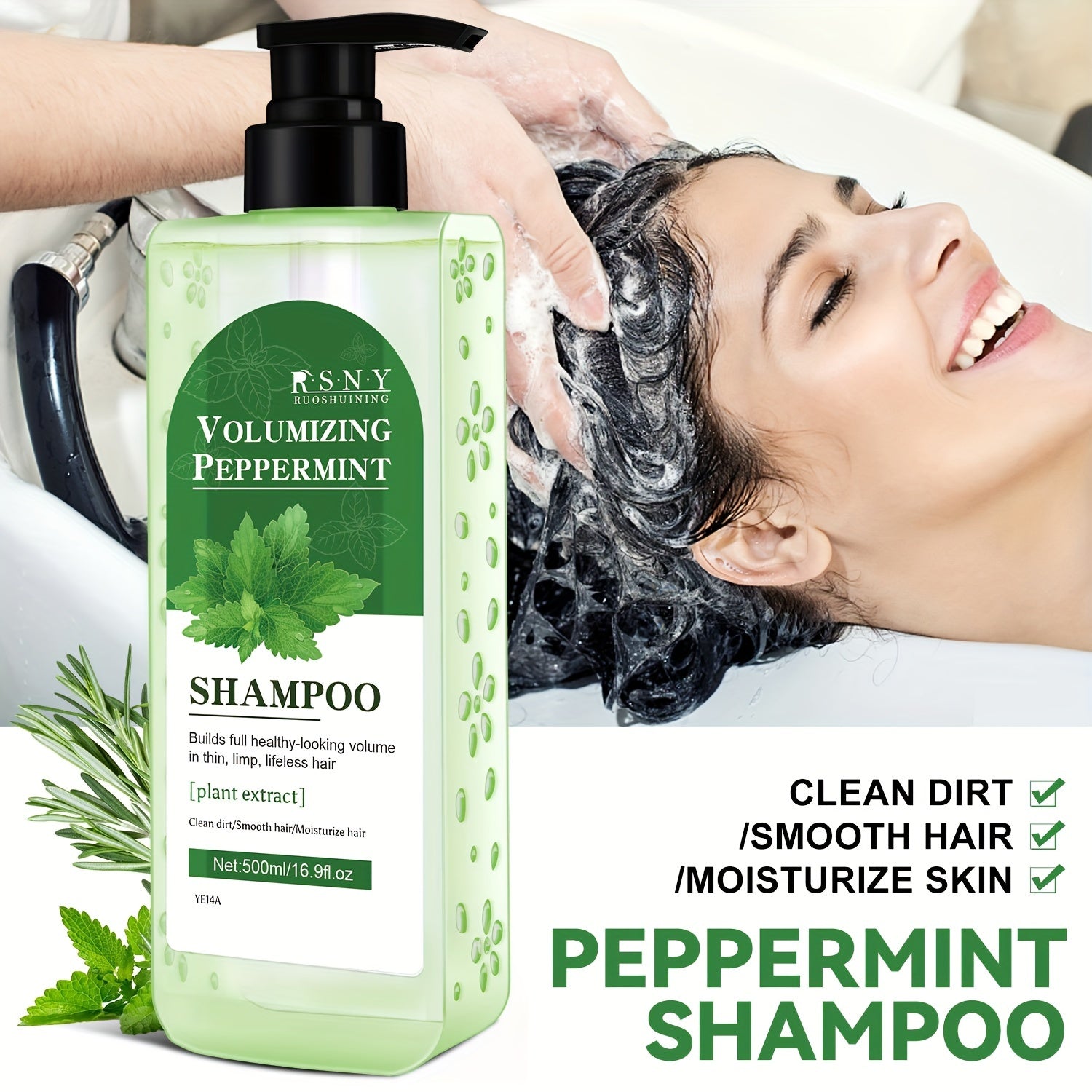 500ml Rosemary Peppermint Shampoo - Deep Cleansing, Strengthens Hair, Healthy Hair Penetrates Root To Tip