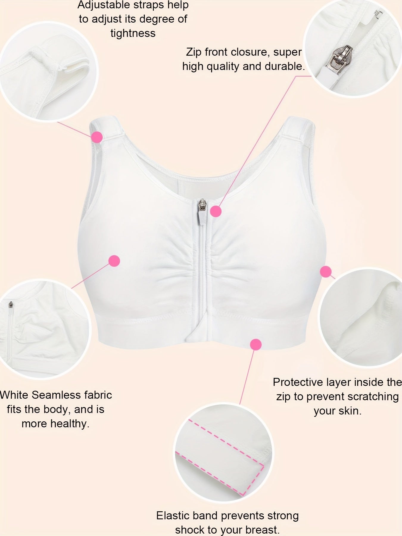 Ultra Comfy Bra - Ultra-Breathable Fabric, Easy-On Front Zip, Full Coverage, Adjustable Straps, Wireless Design - Designed for Women, Perfect for Everyday Lingerie and Underwear Needs