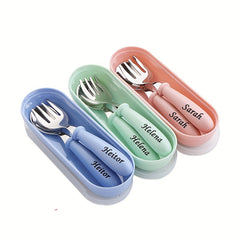 Adorable Personalized Childrens Tableware Set - Safe & Durable Spoon & Fork with Stylish Storage Box - The Perfect Easter Gift with a Unique Personal Touch