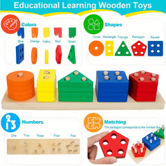 Montessori Toys, Wooden Sorting And Stacking Toys, Color Recognition Shape Sorting Gifts, Educational Learning Toys Puzzles, Halloween, Christmas And Thanksgiving Day Gift