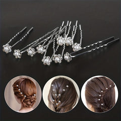 20Pcs Fashion Wedding Bridal Faux Pearl Flower Clear Crystal Rhinestone Hair Pins Clips Bridesmaid Hair Wear Jewelry Hair Accessories