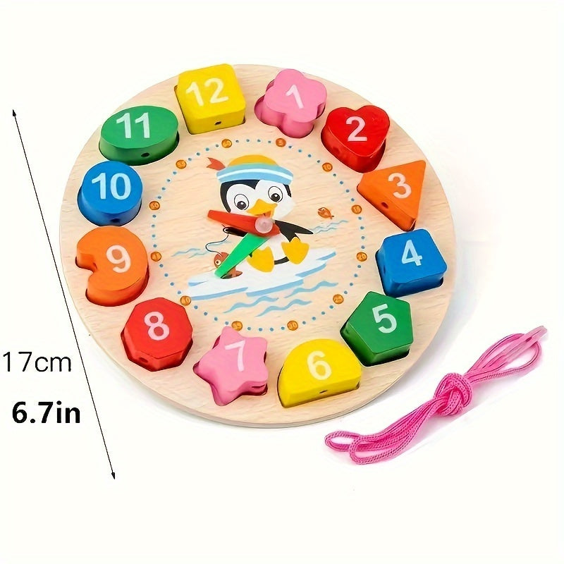 Wooden Colorful Numbered Clock Pieces - Time Telling Blocks for Kids, Ages 3+ - Perfect for Christmas and Birthday Gifts